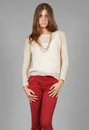 Judy Mesh Swing Long Sleeve Sweatshirt in Cream