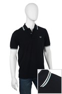 Twin Tipped Polo Shirt in Navy with Ecru & Pale Bl