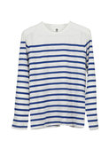 Ever Bazan Long Sleeve Stripe Tee in Blue and Whit