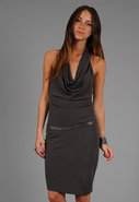 Halter Cowl Dress with Chain Belt