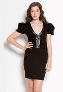 Leather Inset Dress in Black