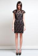 Boat Neck Lace Dress in Black