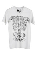 Rebel Yell Skeleton Vneck Tee in White