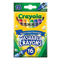(R) Washable Crayons, Assorted Colors, Pack Of 16