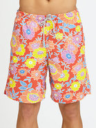 Floral Print Swim Trunks