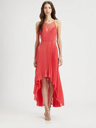 Accordion Pleat Lace Dress