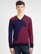 Multi-Stripe V-Neck Pullover