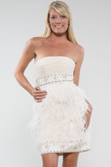 Ostrich Feather Short Dress in Ivory