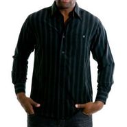 Men Long Sleeve Microfiber Stripe Shirt 432580