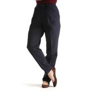 Women Side Elastic Pleated Stretch Khakis - Navy 4
