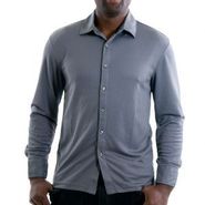 Men Long Sleeve Retro Check Coat Front Shirt 43292