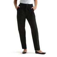Women Side Elastic Pleated Stretch Khakis - Black 