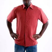 Men Short Sleeve Solid Microfiber Shirt 432317