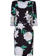 Black/White Orchid Print Silk Dress