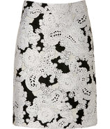 Black/White Jacquard Pencil Skirt