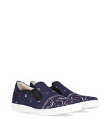 Navy Printed Canvas Mid Cut Slip-Ons