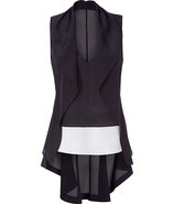 Black Shantung Peplum Tunic