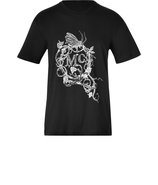 Deep Black Cotton Printed Dropped Shoulder T-Shirt