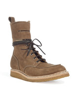Beige Suede Ranger Boots with Velcro Fastener