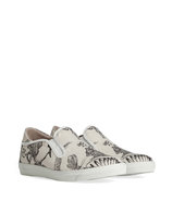 Cream/Black Printed Canvas Mid Cut Slip-Ons