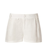 Ivory Cotton Linen Blend Tennis Shorts