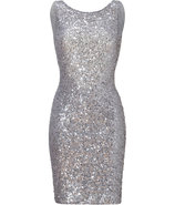 Light Slate Allover Sequined Dress