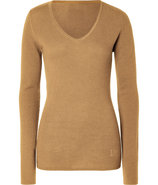 Camel Cashmere V-neck Pullover