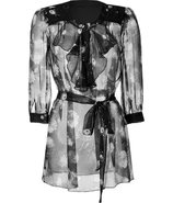 Black Belted Sheer Silk Top