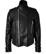 Black Grainy Leather Biker Jacket