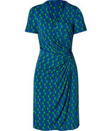 Royal/Green Viscose Jersey Side Drape Dress