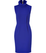 Sapphire Blue Colorblock Wool Crepe Dress