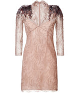 Nude embellished shoulder lace dress