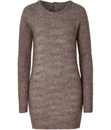 Brown Heather Silk-Cashmere Pullover with Back But