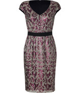 Rose/Silver Cap Sleeve Sequined Highland Dress