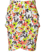 Anis Green Floral Print Silk Skirt