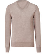 Light Pewter Beige Heather Wool Feniton V-Neck Pul