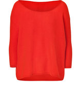 Rivoli Red Pique Cashmere Wide Neck Pullover