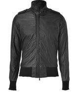 Black Lambskin Leather Bomber Jacket