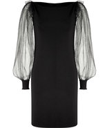 Black Tulle Sleeve Messia Dress