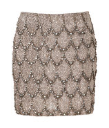 Moonstone Crystal Beaded Silk Skirt