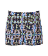 Navy Multicolor Printed Silk Shorts