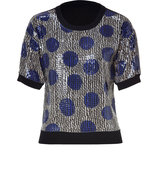 Black-Multi Sequined Knit Top