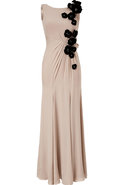 Sandstone Floral Applique Silk Gown