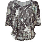 Black and White Boxy Silk Jersey Top