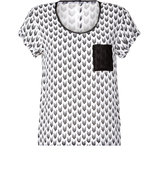 White/Black Printed Silk Top