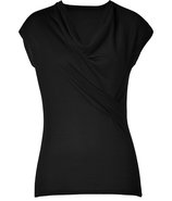 Black Cap Sleeve Draped Pullover