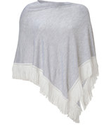 Grey Heather Fringed Cashmere-Silk Mona Poncho