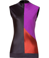 Black Multi Color Silk Top