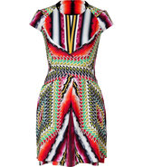 Damask Red Multi Printed Silk Dress