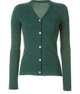 Fir Green  V-Neck Cashmere Cardigan